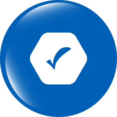 İşaretli işaretli parlak web düğmesi, beyaz üzerine izole edilmiş simge