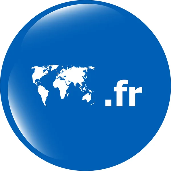 Icono de signo de dominio FR. Símbolo de dominio de Internet de nivel superior con mapa del mundo — Foto de Stock