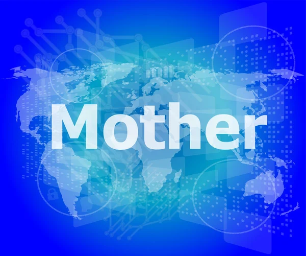 Mother text on digital touch screen - social concept — Stock Photo, Image