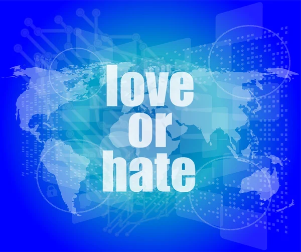 Love or hate words on digital touch screen interface — Stock Photo, Image