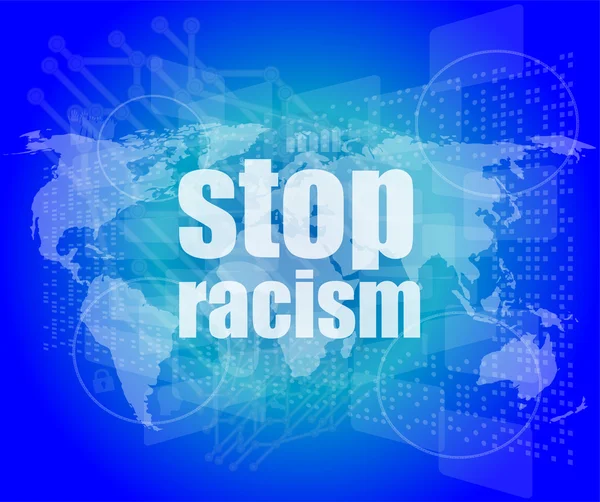 Stop racism word on digital touch screen, social concept — Stock Photo, Image