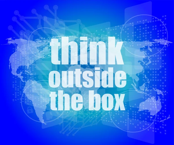 Think outside the box words on digital touch screen — Stock Photo, Image