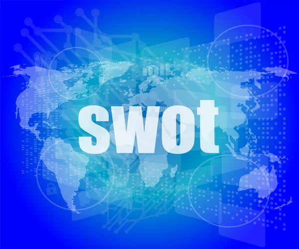 Swot word on touch screen, modern virtual technology background — Stock Photo, Image