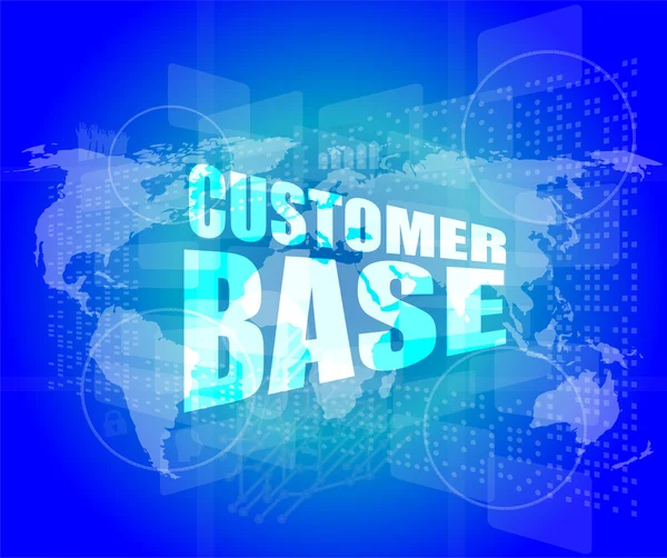 Customer base words on digital screen with world map — Stock Photo, Image