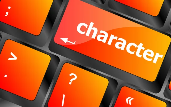 Character word on keyboard key, notebook computer button — Stock Photo, Image