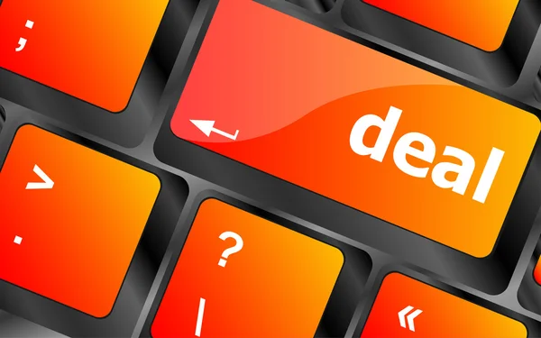 Deal button on keyboard with soft focus — Stock Photo, Image