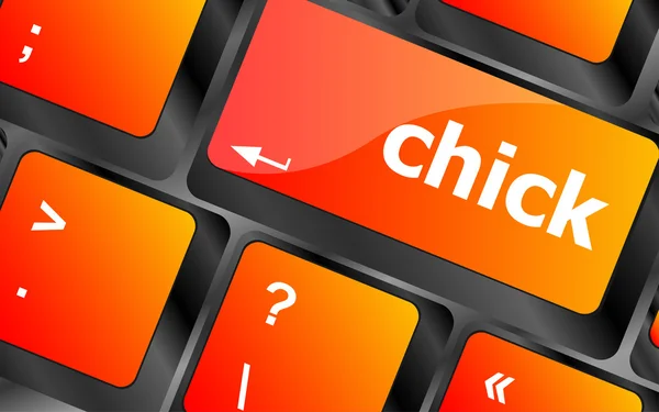 Chick knop op computer pc toets op het toetsenbord — Stockfoto