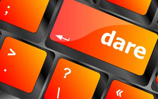 Dare word on keyboard key, notebook computer button — Stock Photo, Image