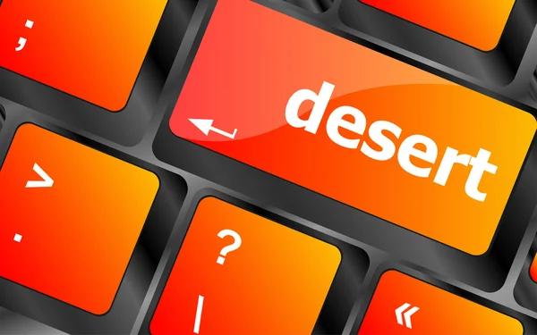 Desert word on computer pc keyboard key — Stock Photo, Image