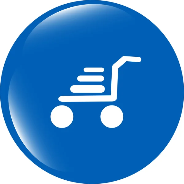 Icono de carrito de compras en botón redondo de Internet aislado sobre fondo blanco —  Fotos de Stock