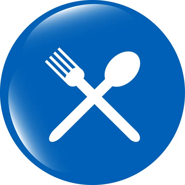 Значок їжі веб-кнопки: ложка і банер ресторану виделки — стокове фото