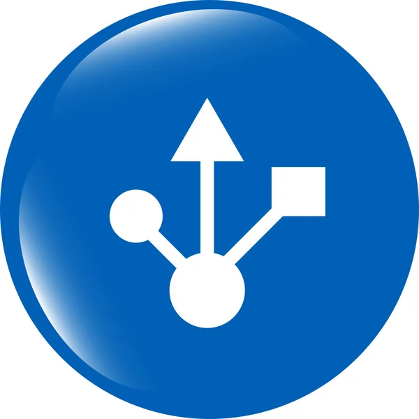 Ikona podpisu USB 2.0 lub 3.0 na błyszczącym przycisku — Zdjęcie stockowe