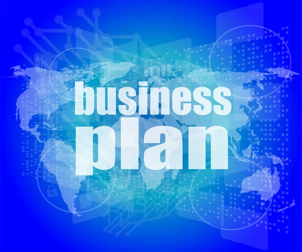 Concetto di gestione: parole del business plan sullo schermo digitale — Foto Stock