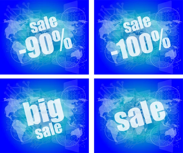 Set of sale percentage words on business digital touch screen — Stock Photo, Image