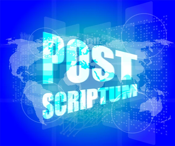Post scriptum en pantalla táctil digital, concepto de negocio — Foto de Stock