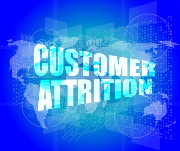 Customer attrition words on digital screen with world map — Stock Photo, Image