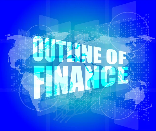 Outline of finance words on digital touch screen interface — Stock Photo, Image