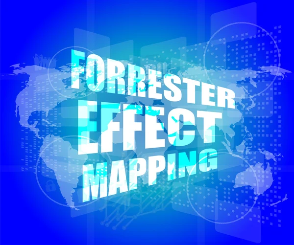 Management concept: forrester effect mapping words on digital screen — Stock Photo, Image