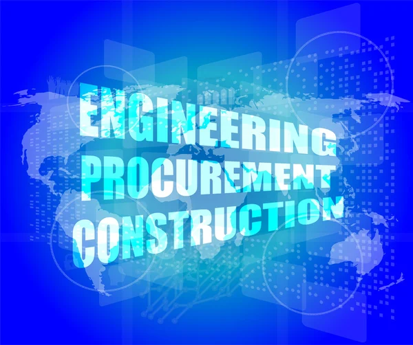 Palabra de construcción de adquisición de ingeniería en pantalla táctil digital de negocios — Foto de Stock