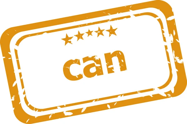 Can on rubber stamp over a white background — Stock Photo, Image