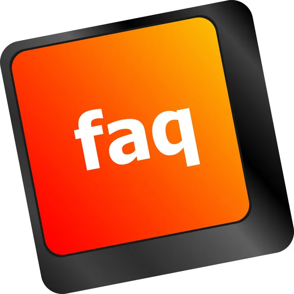 Клавіатура комп'ютера з ключем FAQ, крупним планом — стокове фото