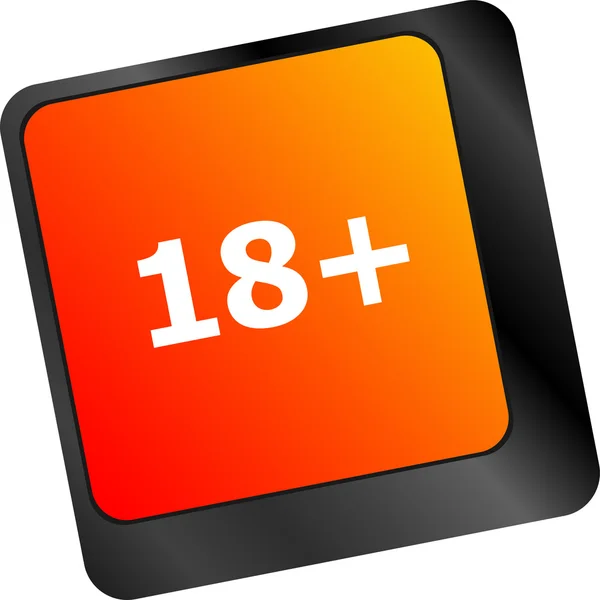 18 plus przycisk na klawiszach klawiatury komputera — Zdjęcie stockowe