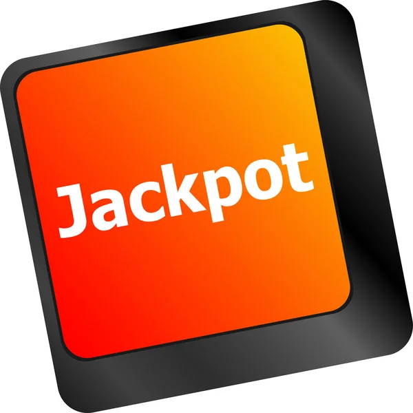 Tecla em um teclado de computador com as palavras jackpot — Fotografia de Stock