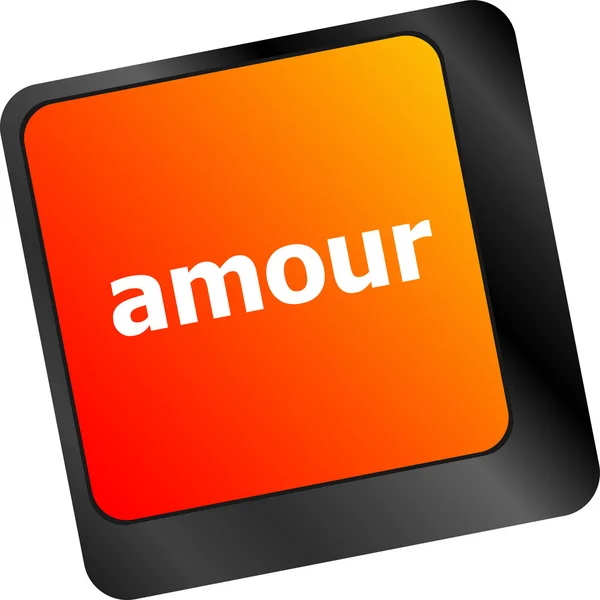 Teclado de computador com palavra de amour no botão enter — Fotografia de Stock
