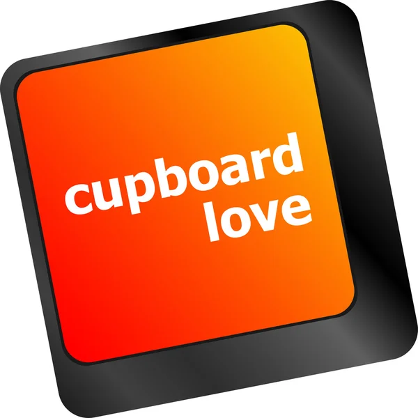 Cupboard love words showing romance and love on keyboard keys — Stock Photo, Image