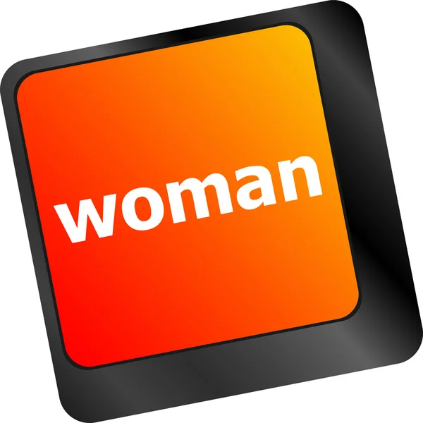 Palavra mulher no botão de tecla do teclado — Fotografia de Stock