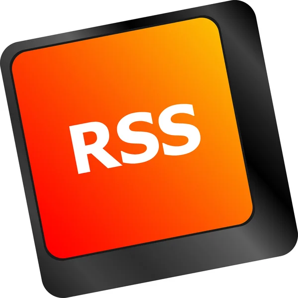 Botão RSS na tecla do teclado close-up — Fotografia de Stock