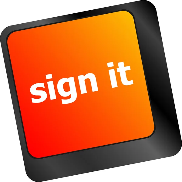 Sign it or login concept with key on computer keyboard — Stock Photo, Image