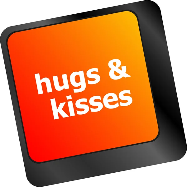 拥抱和亲吻电脑键盘按键上的文字 — 图库照片