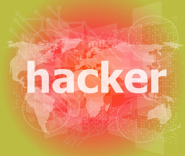 Concetto di privacy: parole Hacker su sfondo digitale — Foto Stock