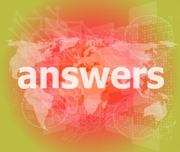 Education concept: words answers on digital background — Stock Photo, Image