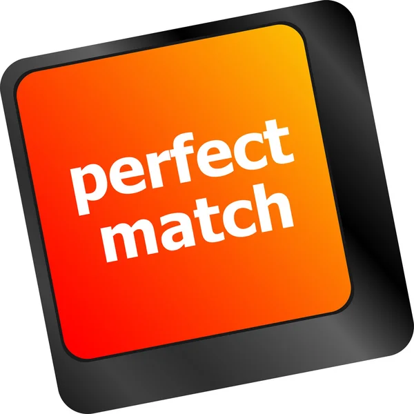 Perfecte match, toetsenbord met computer sleutelknop naast — Stockfoto