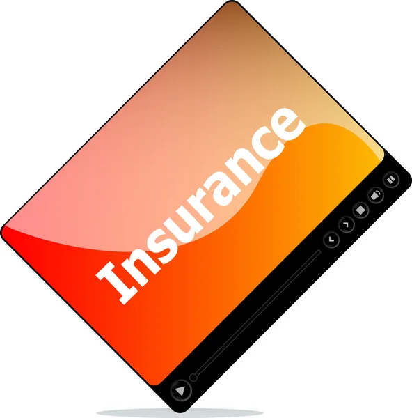 Video media player for web with insurance word — Stock Photo, Image