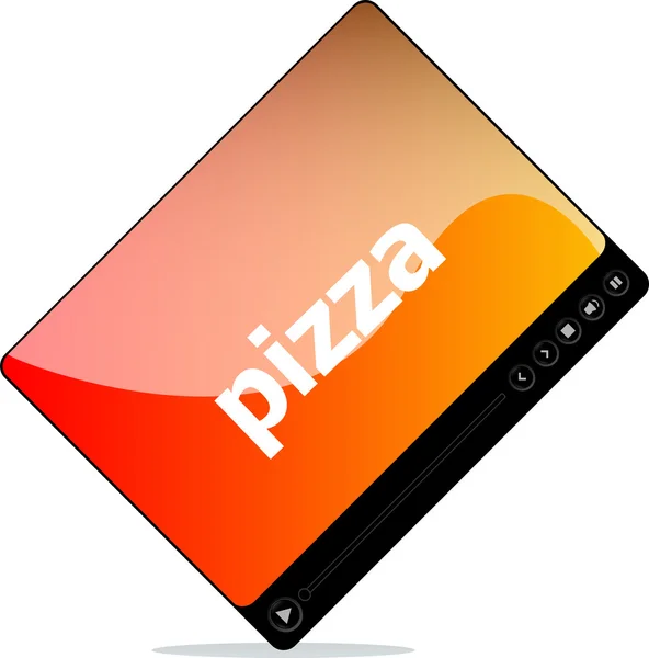 Web üzerinde pizza kelime için video oynatıcı — Stok fotoğraf