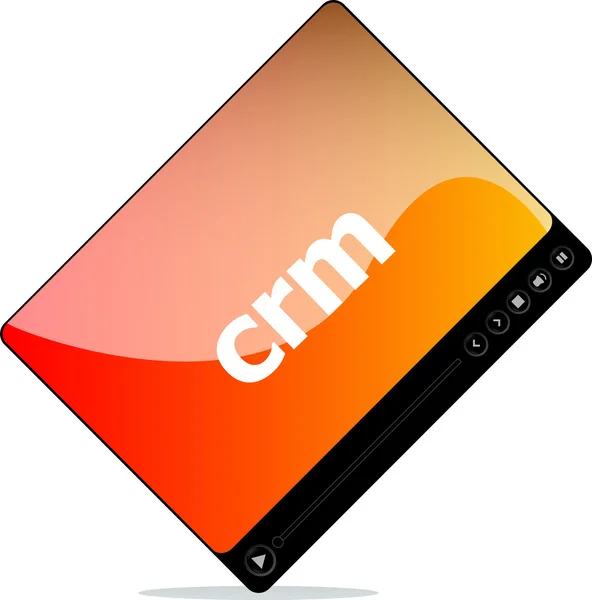 Video player for web, crm word on it — 图库照片