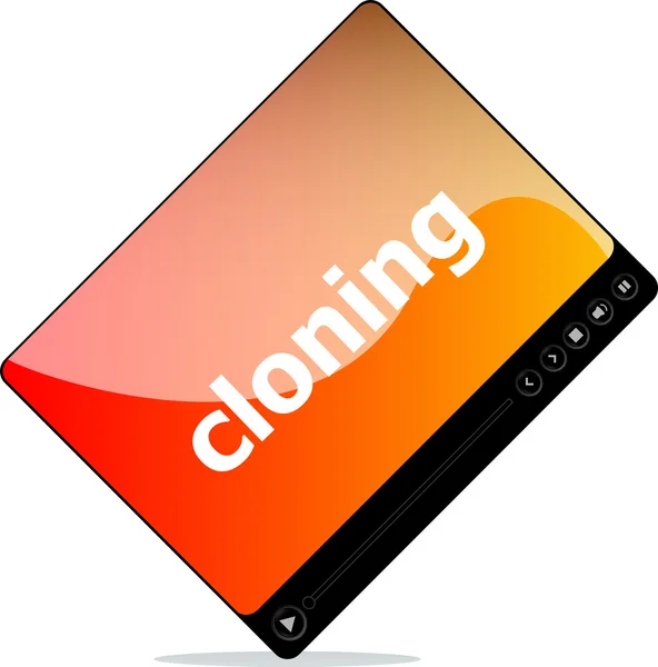 Video player for web, cloning word on it — Stock Photo, Image