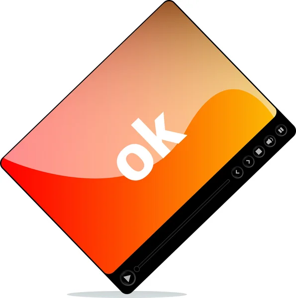 Video movie media player with ok word on it — Stock Photo, Image