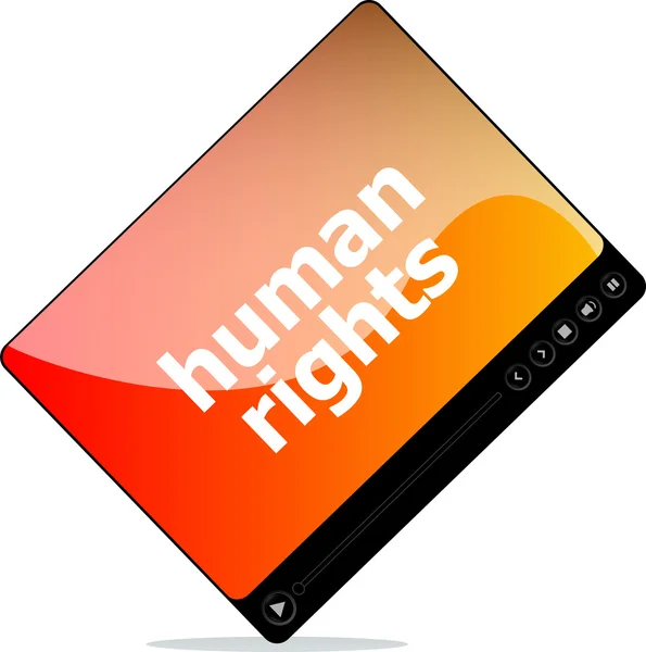 Концепция социальных сетей: интерфейс медиаплеера со словом "права человека" — стоковое фото