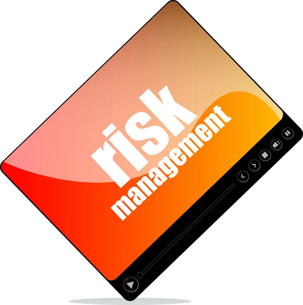 Video player for web with risk management word — Stock Photo, Image