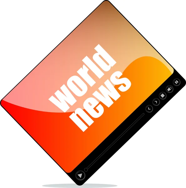 Video přehrávač pro web s World News Word — Stock fotografie