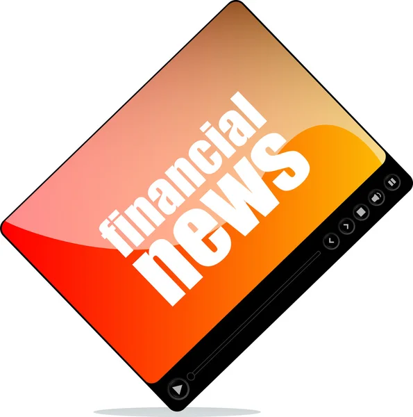 Video player for web with financial news word — Stock Photo, Image