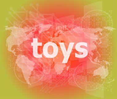 Pazarlama kavramı: kelime dijital ekranda pazarlama oyuncaklar