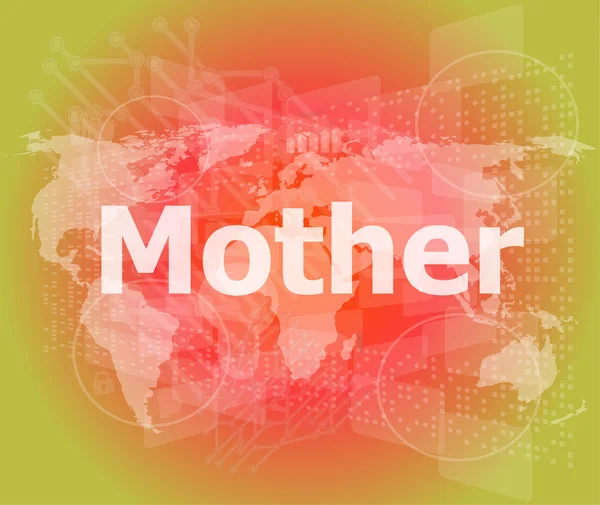 Mother text on digital touch screen - social concept — Stock Photo, Image