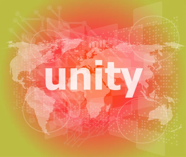 Unity text on digital touch screen - üzleti koncepció — Stock Fotó