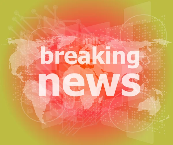 News and press concept: words breaking news on digital screen — Stock Photo, Image