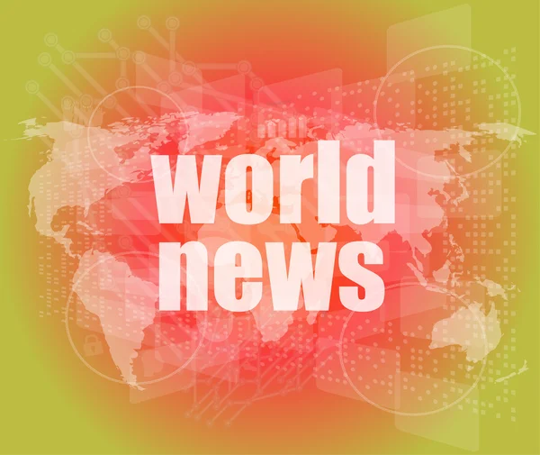 Концепция новостей и прессы: слова мировые новости на цифровом экране — стоковое фото